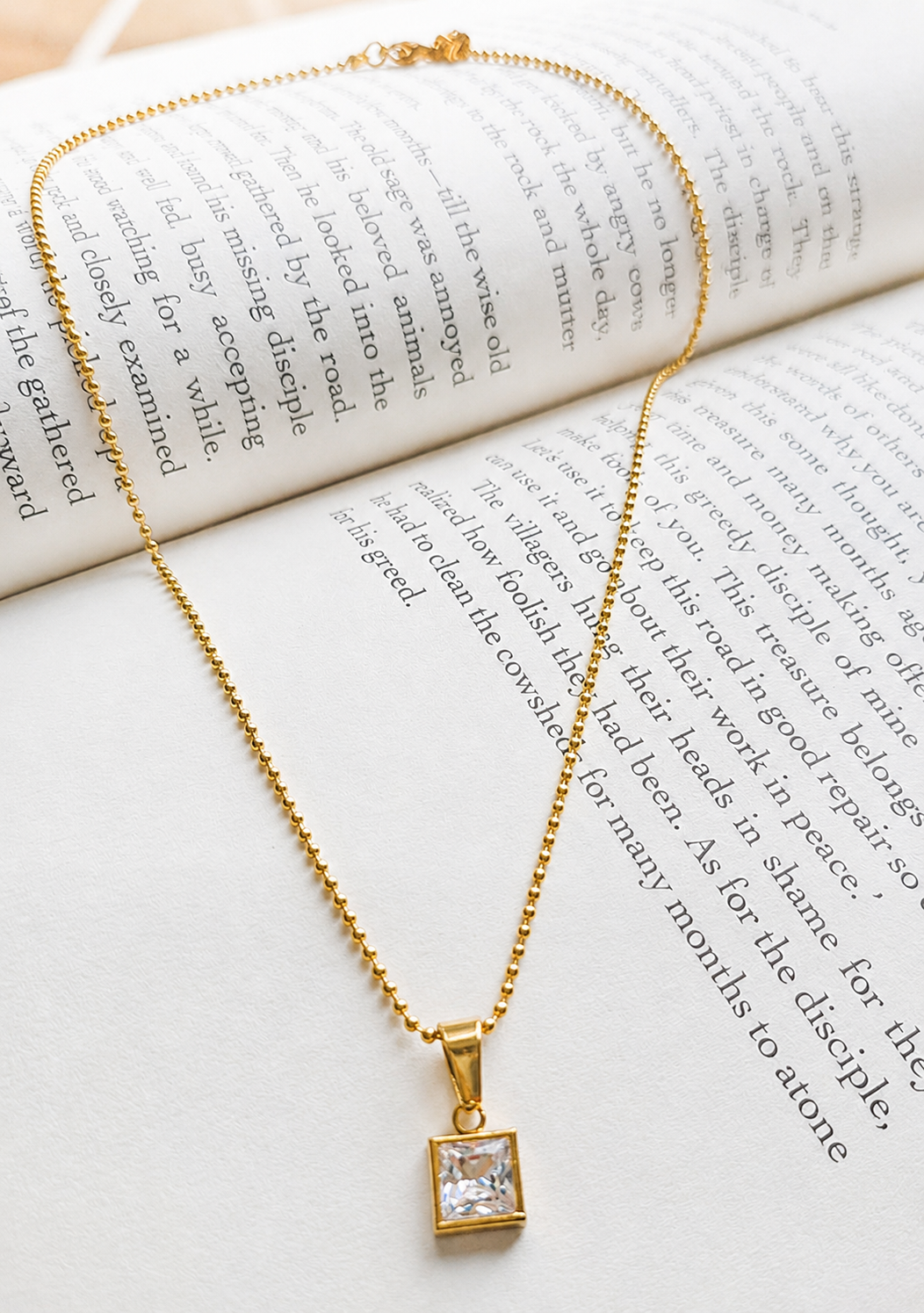 Minimalist Square Crystal Pendant Necklace