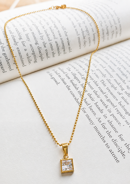 Minimalist Square Crystal Pendant Necklace