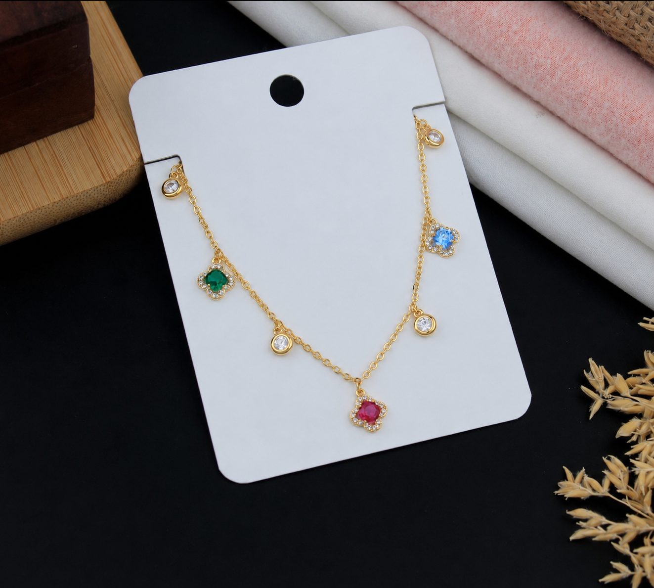 Multiple colourful circular chain pendant