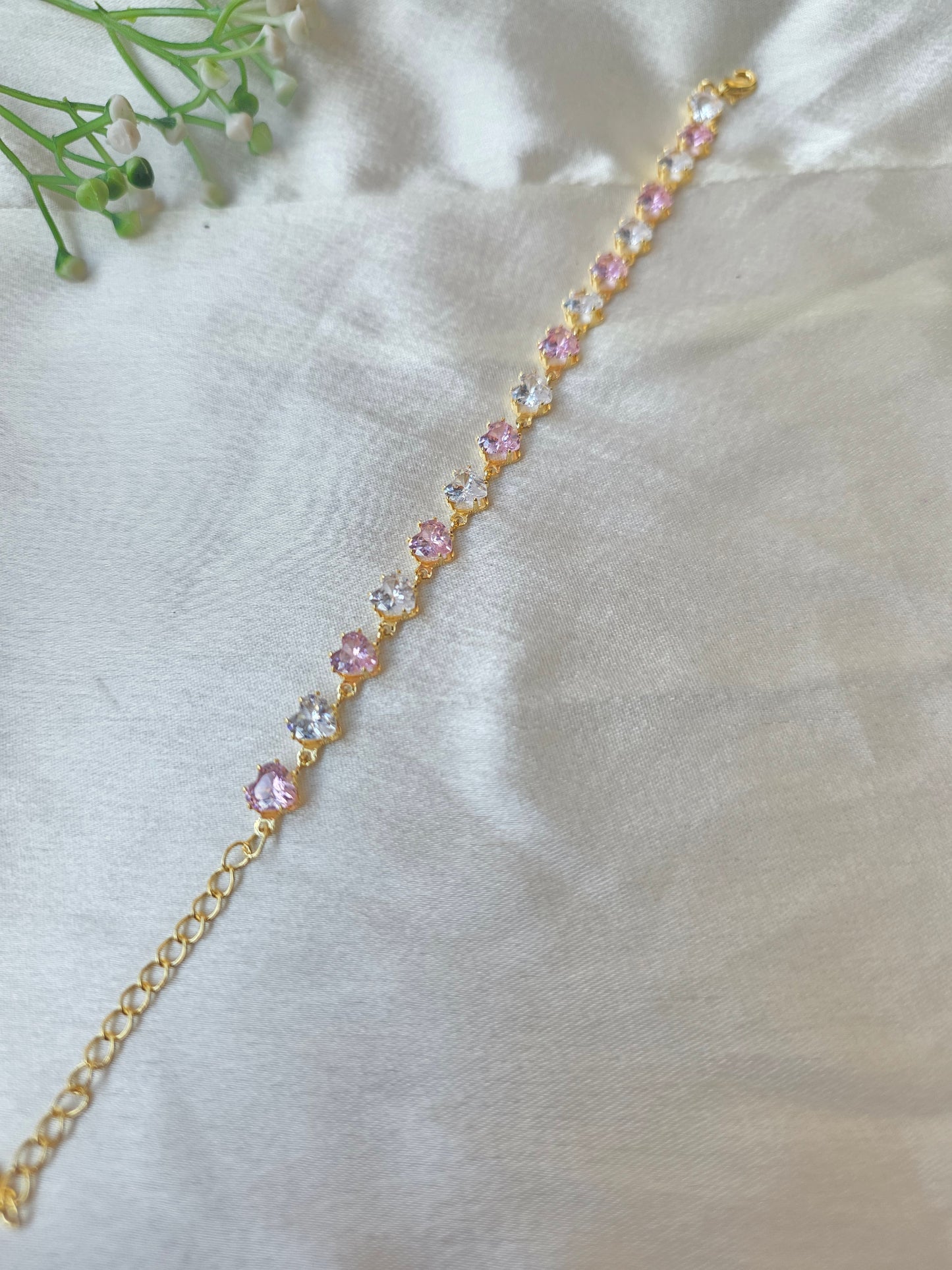 Pink and white heart bracelet