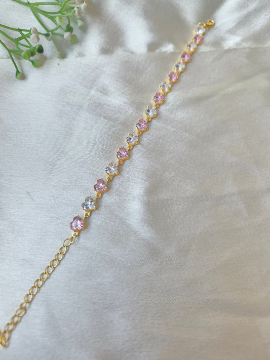 Pink and white heart bracelet