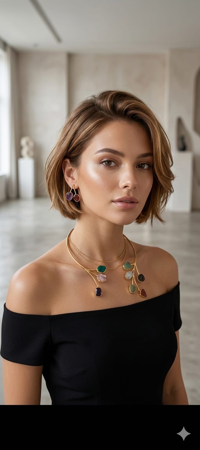 Elegant uncut stone necklace