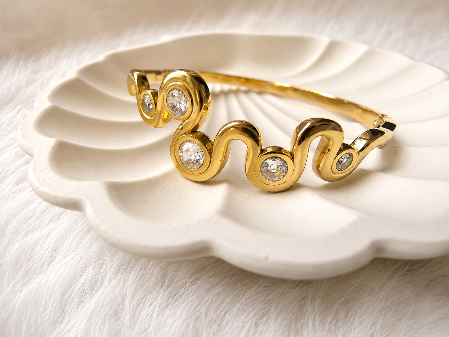 Serpentine Crystal Cuff Bracelet ✨