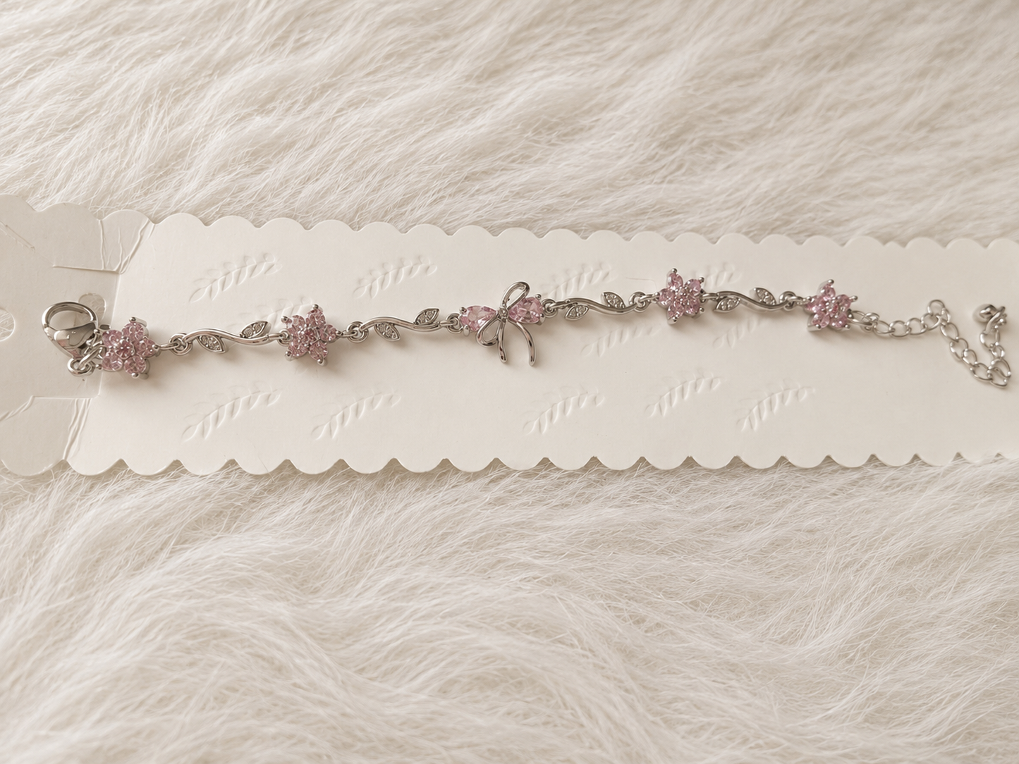 Pink stone floral bracelet