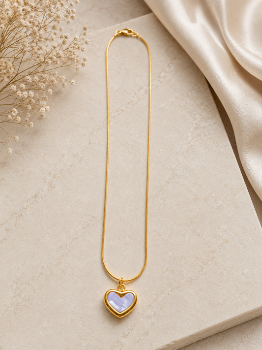 White Heart Pendant Necklace