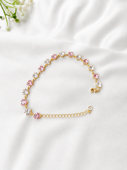 Pink and white heart bracelet