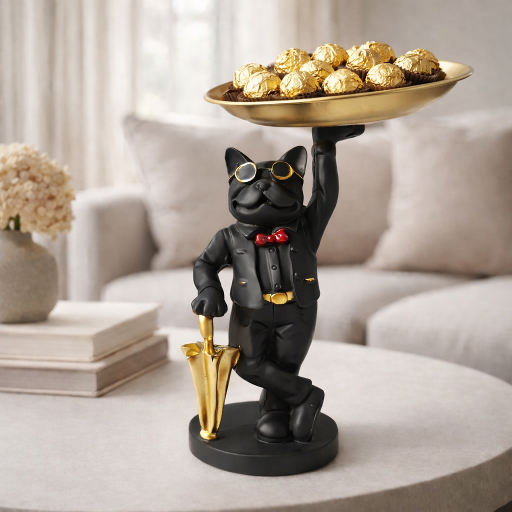 A stylish butler cat tray