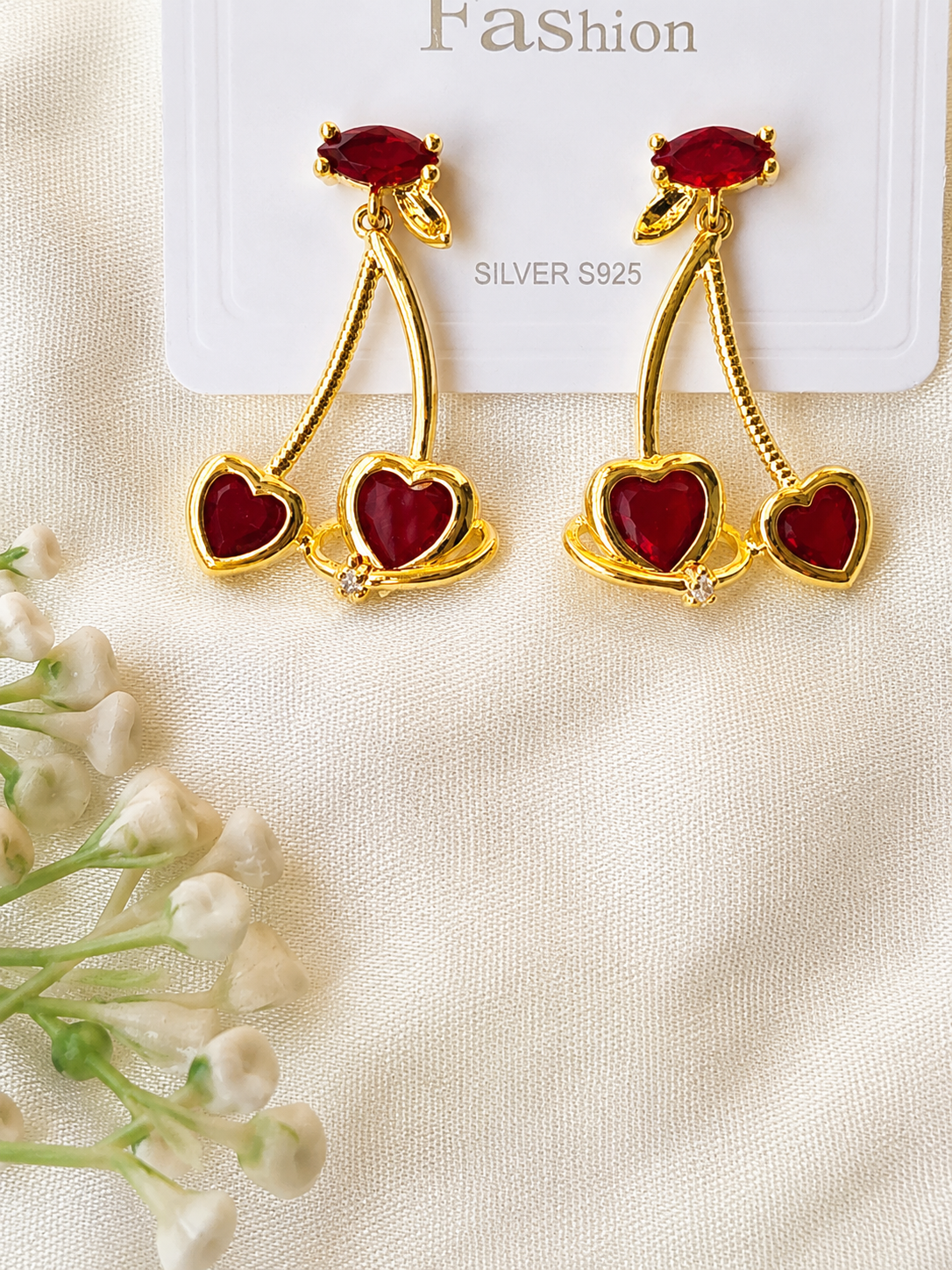 Red heart earrings