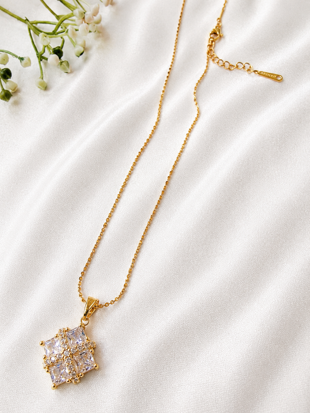 Diamond square chain pendant