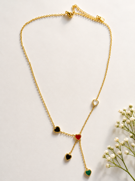 Multiple colourful heart chain pendant