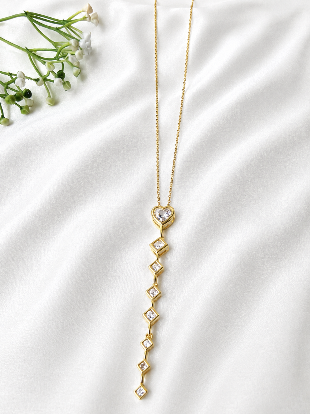 Square crystal drop chain pendant