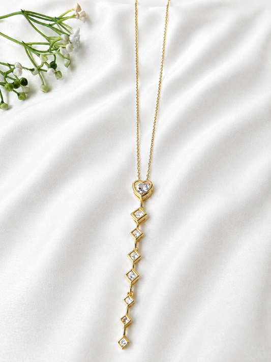 Square crystal drop chain pendant