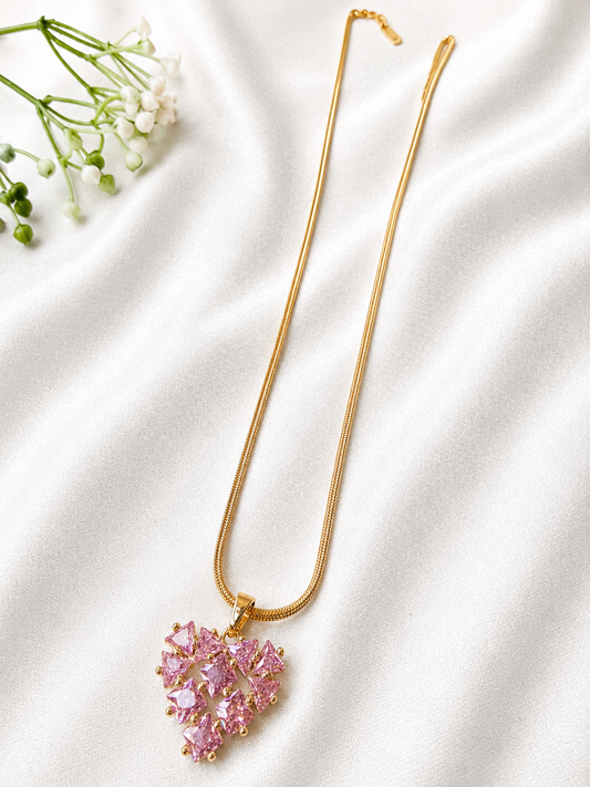 Pink diamond heart chain pendant